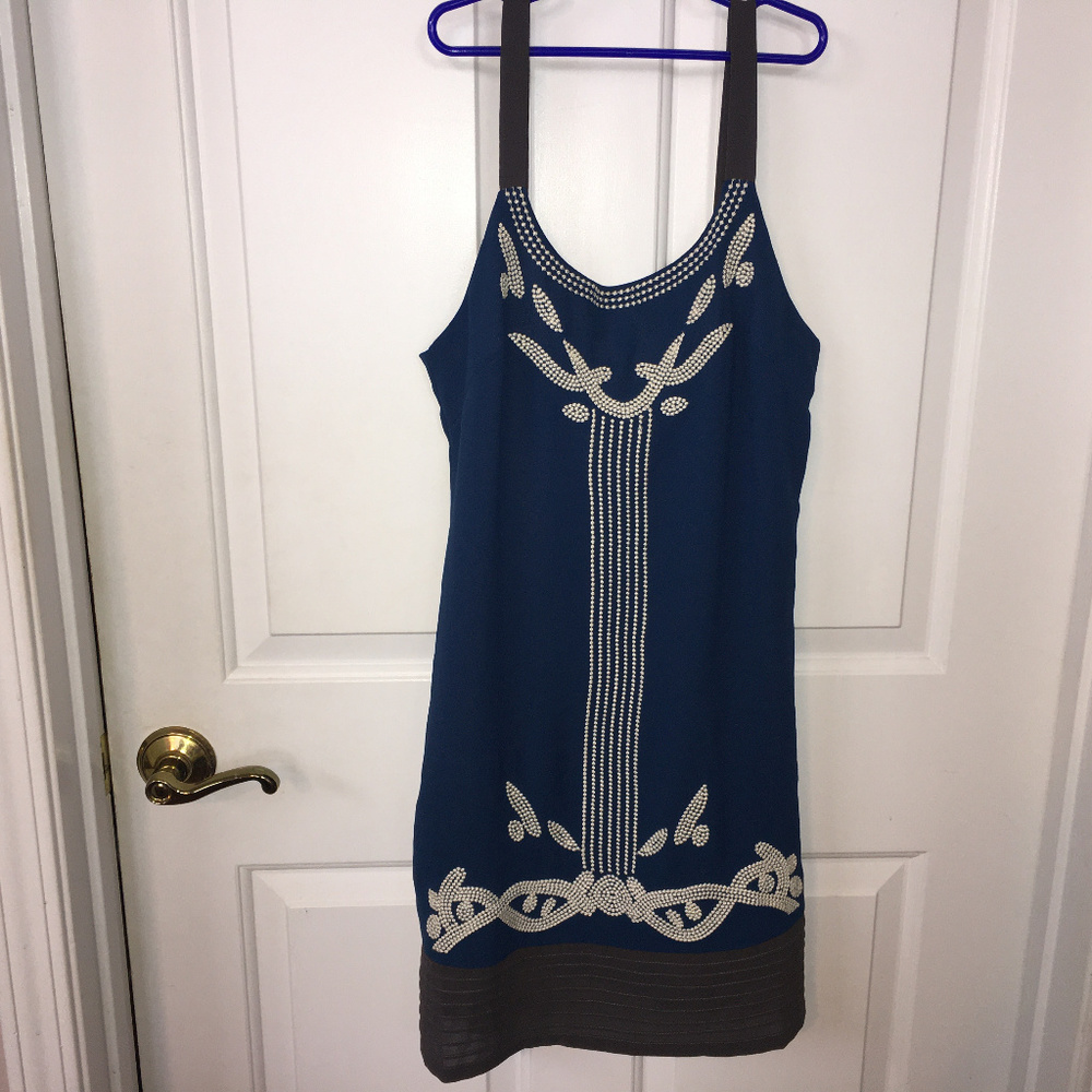 New! Sugar Lips Teal and Gray Deco Shift Dress